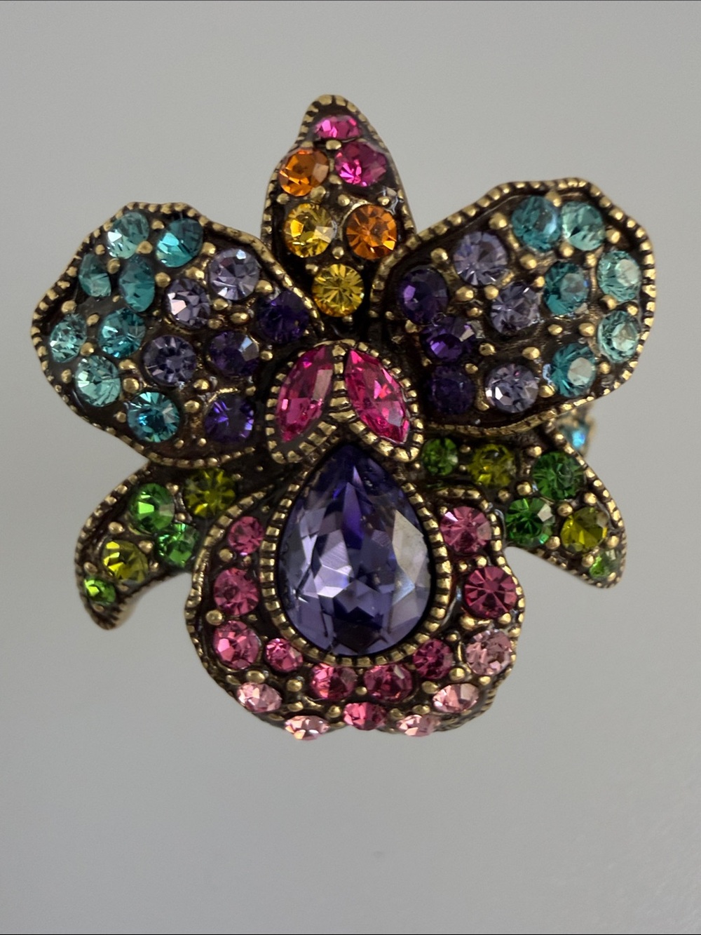 Heidi Daus Multicolor Crystal Flower Statement Ring Women Jewelry